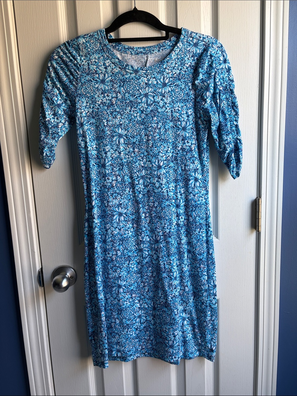 Lilly Pulitzer Belden T-Shirt Dress Floral Cumulus Blue Blooming Together XXS